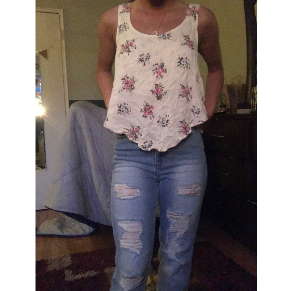 white floral blouse, size small